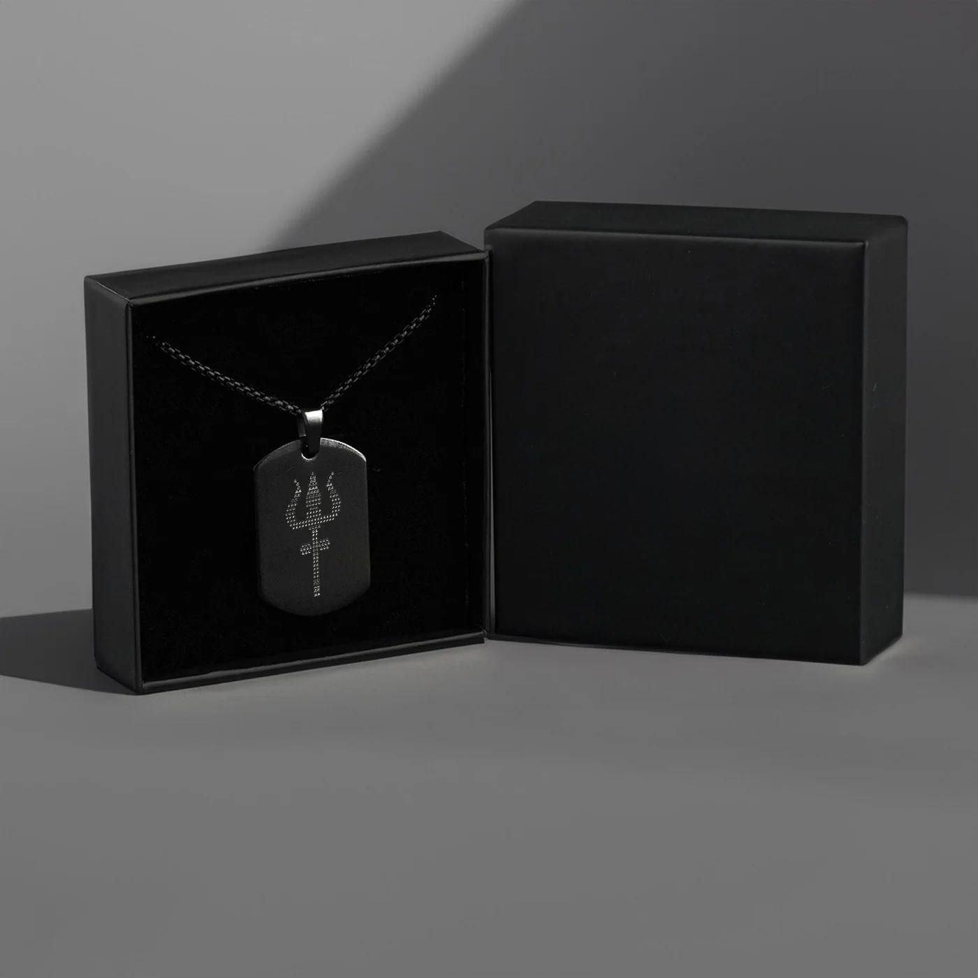 Shiv Trishul MicroCarved Tag Necklace