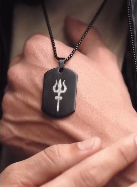 Shiv Trishul MicroCarved Tag Necklace