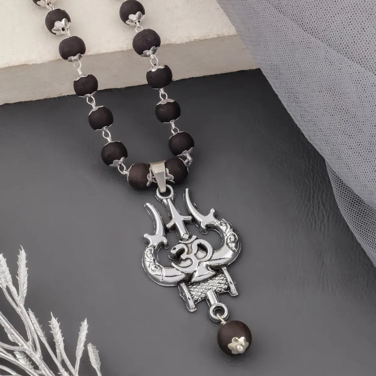 🕉️ Om Shiva Trishool Karungali Mala – Divine Protection & Inner Balance